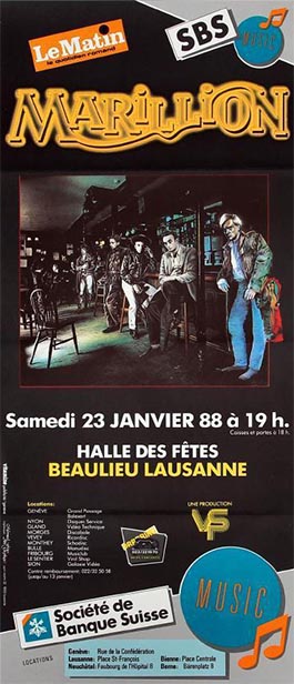 Concert Poster: Lausanne - 23.01.1988